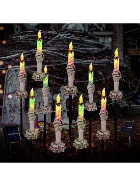 10 Pack Solar Pathway Lights for Halloween Outdoor Decorations - Spooky Glow